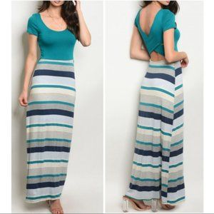 Teal Striped Maxi